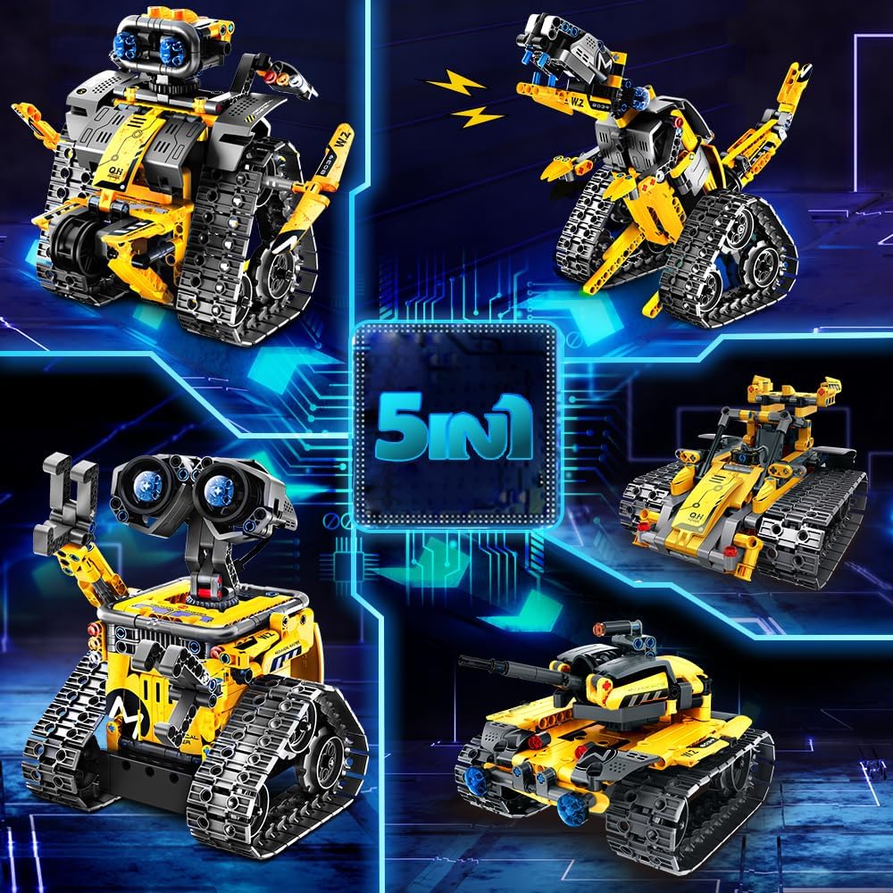 Technik Roboter für Kinder Spielzeug - 5 in 1 Fernsteuerung Bauspielzeug mit App Programmierbar