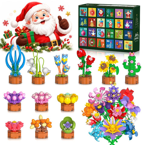 2026 Adventskalender Blumen Klemmbausteine Weihnachten Spielzeug für Kinder