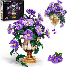 Blumen-Bauset mit Vase - 2-in-1 Prunkwinden-Bonsai-Bausteine