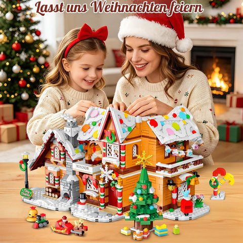 HOGOKIDS 3-in-1 Weihnachts Lebkuchenhaus Bausatz mit Licht für Kinder ab 8+