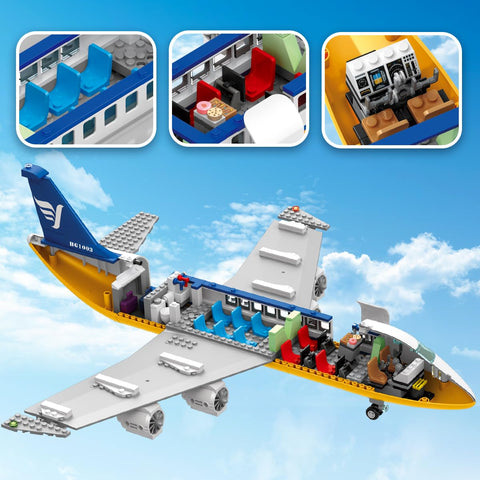 HOGOKIDS Flugzeug Bauspielzeug Set mit LED Licht für Kinder ab 6 Jahren