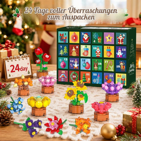 2026 Adventskalender Blumen Klemmbausteine Weihnachten Spielzeug für Kinder