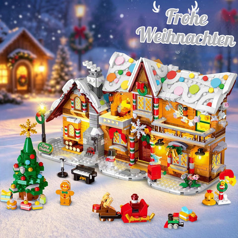 HOGOKIDS 3-in-1 Weihnachts Lebkuchenhaus Bausatz mit Licht für Kinder ab 8+