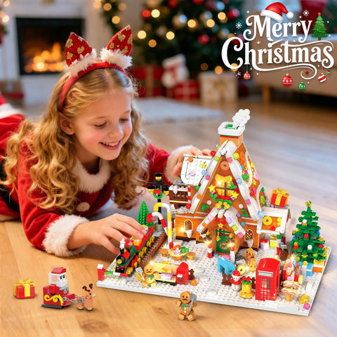 Adventskalender 2026 Lebkuchenhaus Mini Klemmbausteine Set mit Licht