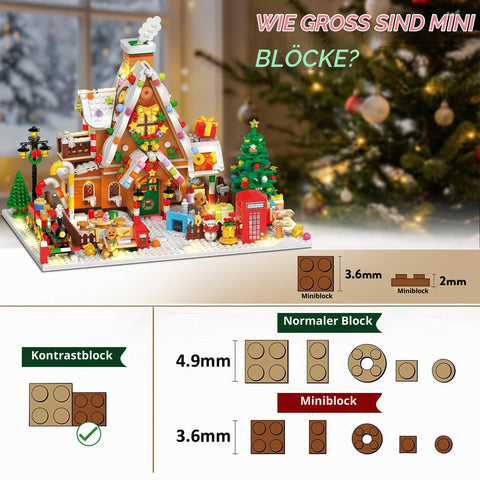 Adventskalender 2026 Lebkuchenhaus Mini Klemmbausteine Set mit Licht