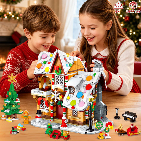 HOGOKIDS 3-in-1 Weihnachts Lebkuchenhaus Bausatz mit Licht für Kinder ab 8+