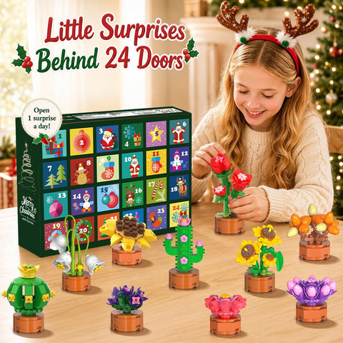 Adventskalender 2026 Blumen Bausteine Weihnachten Spielzeug für Kinder 6+