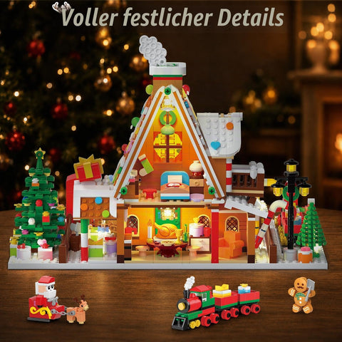 Adventskalender 2026 Lebkuchenhaus Mini Klemmbausteine Set mit Licht