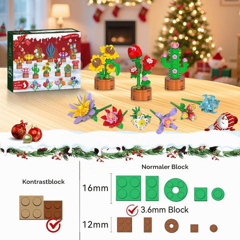 2026 Adventskalender Blumen Klemmbausteine Weihnachten Spielzeug für Kinder