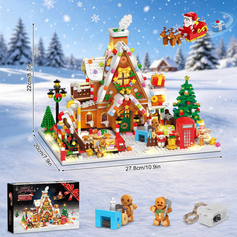 Adventskalender 2026 Lebkuchenhaus Mini Klemmbausteine Set mit Licht