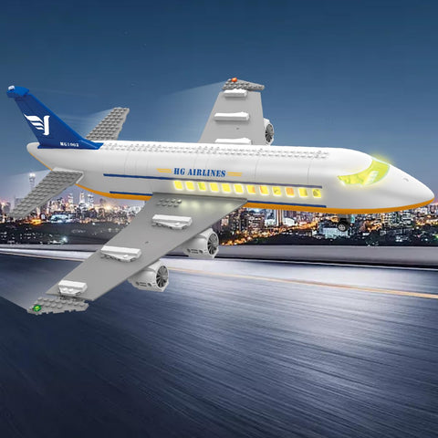 HOGOKIDS Flugzeug Bauspielzeug Set mit LED Licht für Kinder ab 6 Jahren