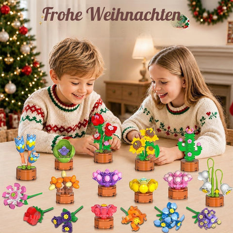 2026 Adventskalender Blumen Klemmbausteine Weihnachten Spielzeug für Kinder