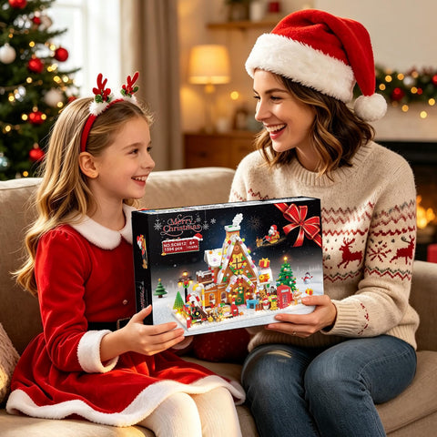 Adventskalender 2026 Lebkuchenhaus Mini Klemmbausteine Set mit Licht