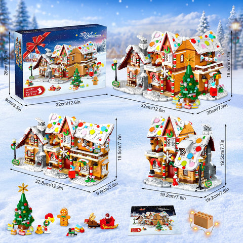 HOGOKIDS 3-in-1 Weihnachts Lebkuchenhaus Bausatz mit Licht für Kinder ab 8+