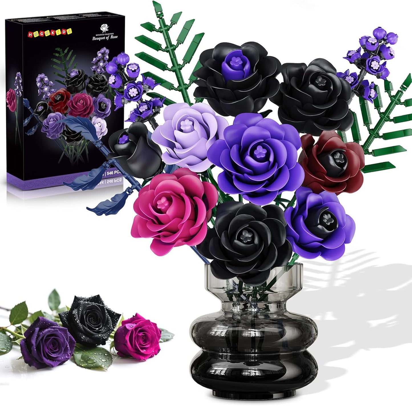 Blumen Rosenstrauß Bausatz - 14 Violetter Schwarze Rosen Künstliche Blumenstrauß