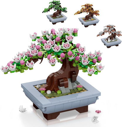 Blumen Bonsai Baum Bauspielzeug – 4in1 Kirschblüten Jahreszeiten Tree Pflanzen Bausteine