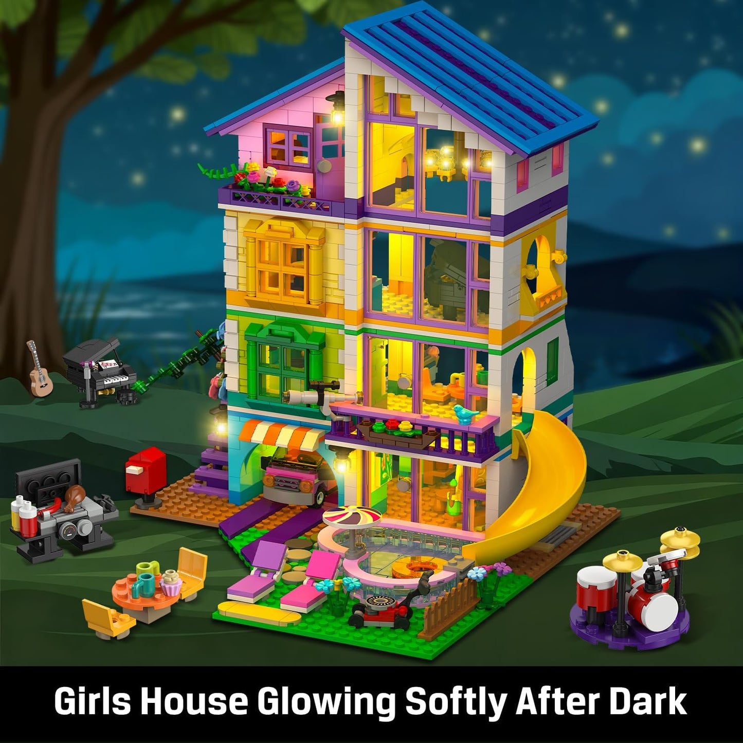 Friends Maison de Filles à Construire avec Lumière LED – Villa avec Voiture et Piscine