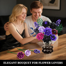 Blumen Rosenstrauß Bausatz - 14 Violetter Schwarze Rosen Künstliche Blumenstrauß