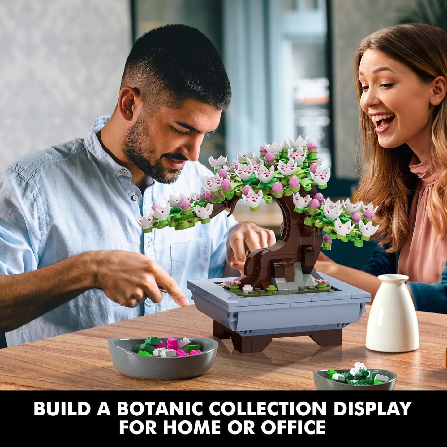 Blumen Bonsai Baum Bauspielzeug – 4in1 Kirschblüten Jahreszeiten Tree Pflanzen Bausteine