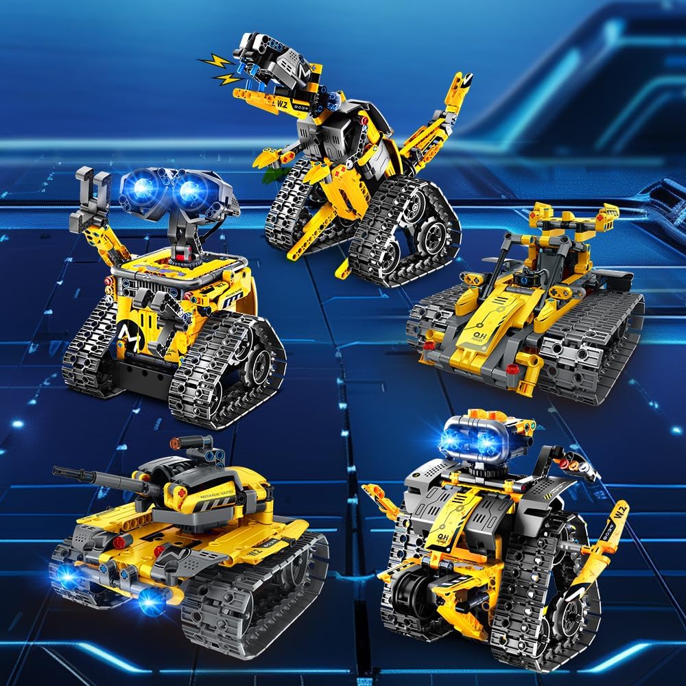 Technik Roboter für Kinder Spielzeug - 5 in 1 Fernsteuerung Bauspielzeug mit App Programmierbar