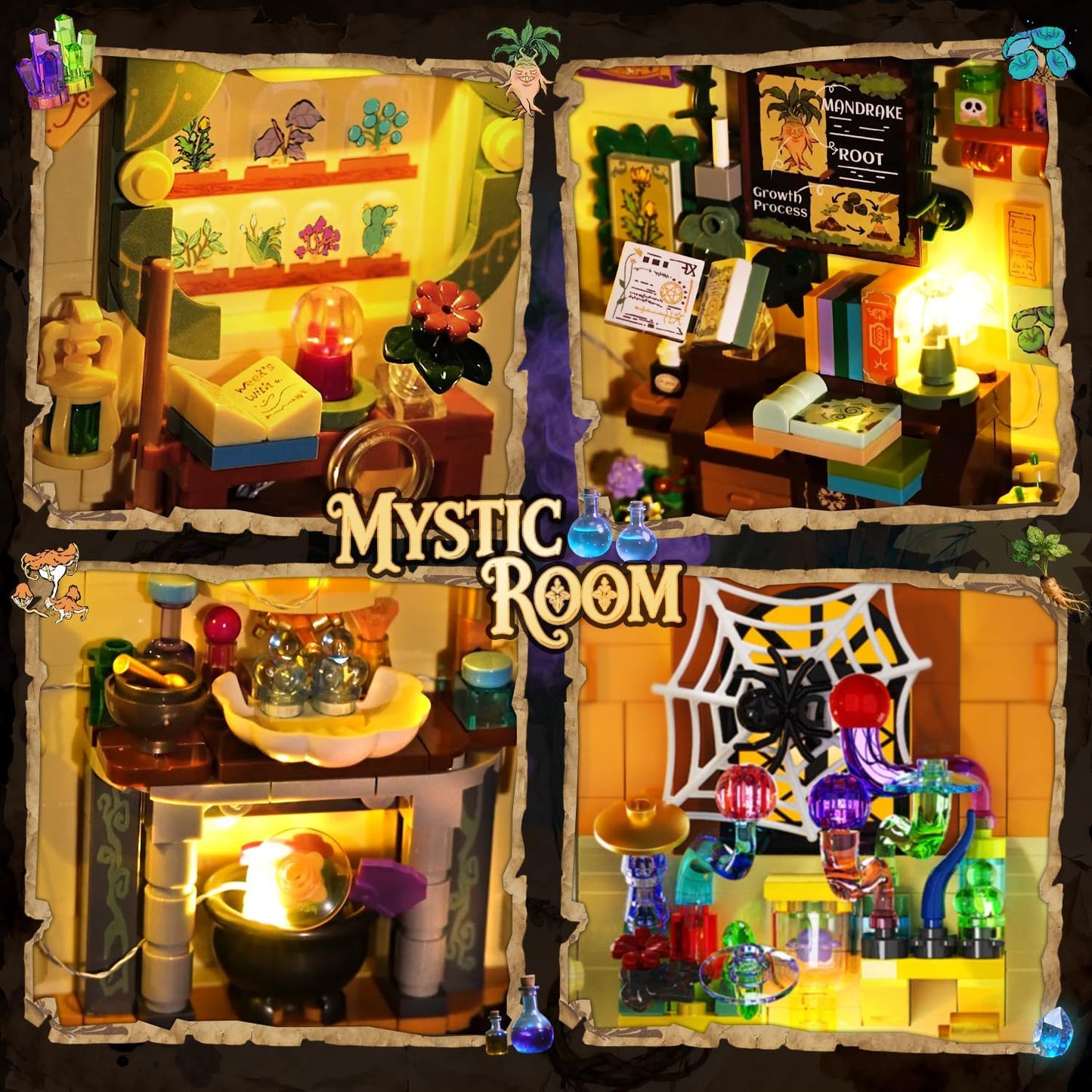 Magisches Kräuter Book Nook Haus Bauspielzeugset mit Licht