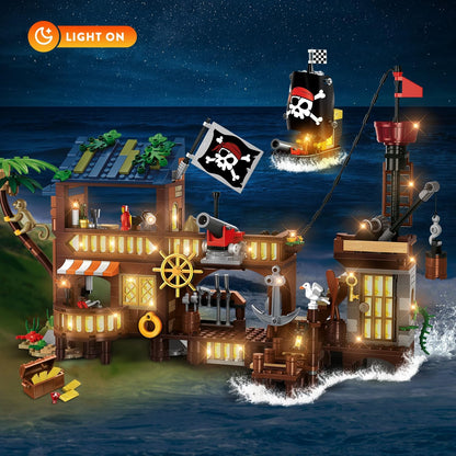 HOGOKIDS Piratenschiff-Hausbausatz mit LED-Beleuchtung