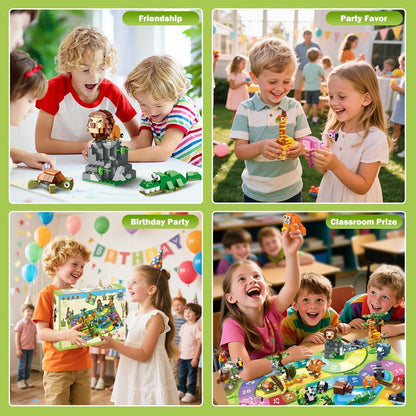 HOGOKIDS 23 Tiere Zoo-Bausatz mit Spielmatte – Zoo-Brettspiel