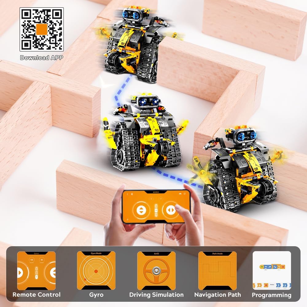 Technik Roboter für Kinder Spielzeug - 5 in 1 Fernsteuerung Bauspielzeug mit App Programmierbar