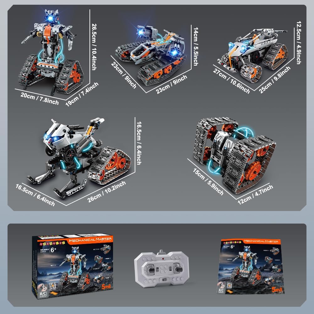 5-in-1-RC-Roboter-STEM-Bausatz mit LED-Licht
