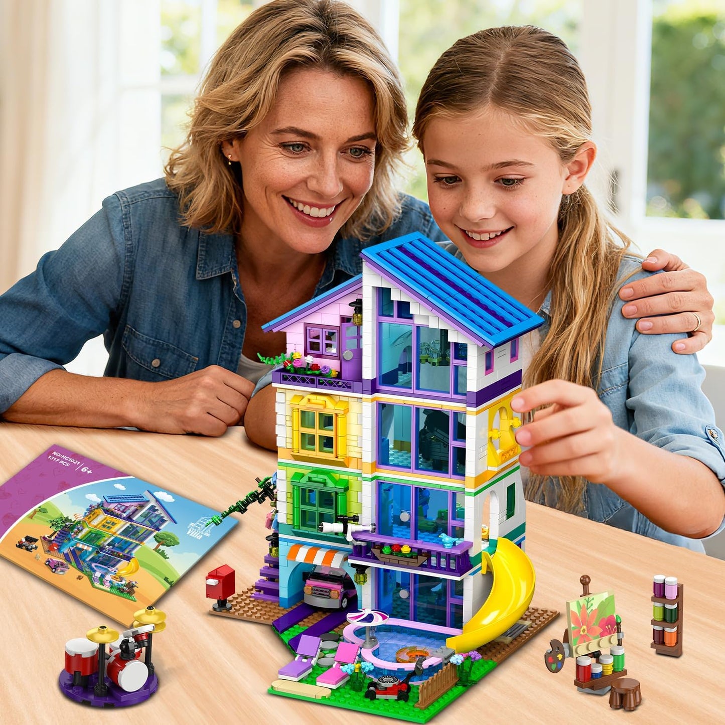 Friends Maison de Filles à Construire avec Lumière LED – Villa avec Voiture et Piscine