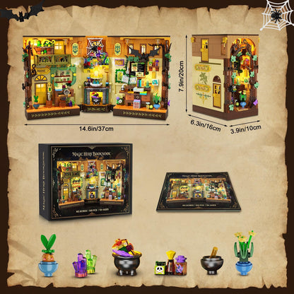 Magisches Kräuter Book Nook Haus Bauspielzeugset mit Licht