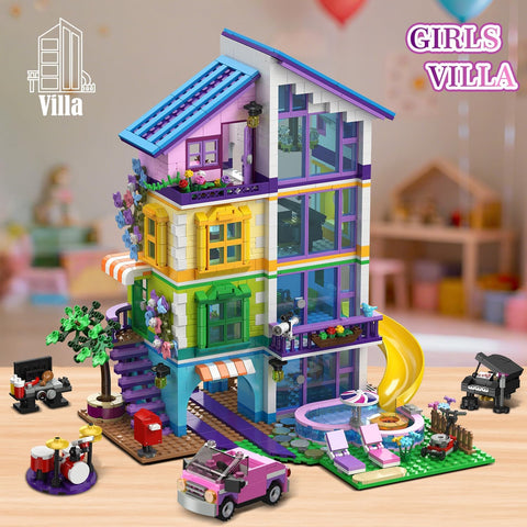 Friends Maison de Filles à Construire avec Lumière LED – Villa avec Voiture et Piscine