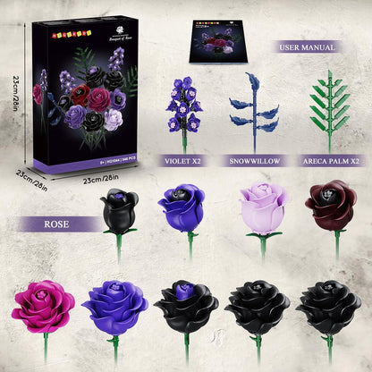 Blumen Rosenstrauß Bausatz - 14 Violetter Schwarze Rosen Künstliche Blumenstrauß