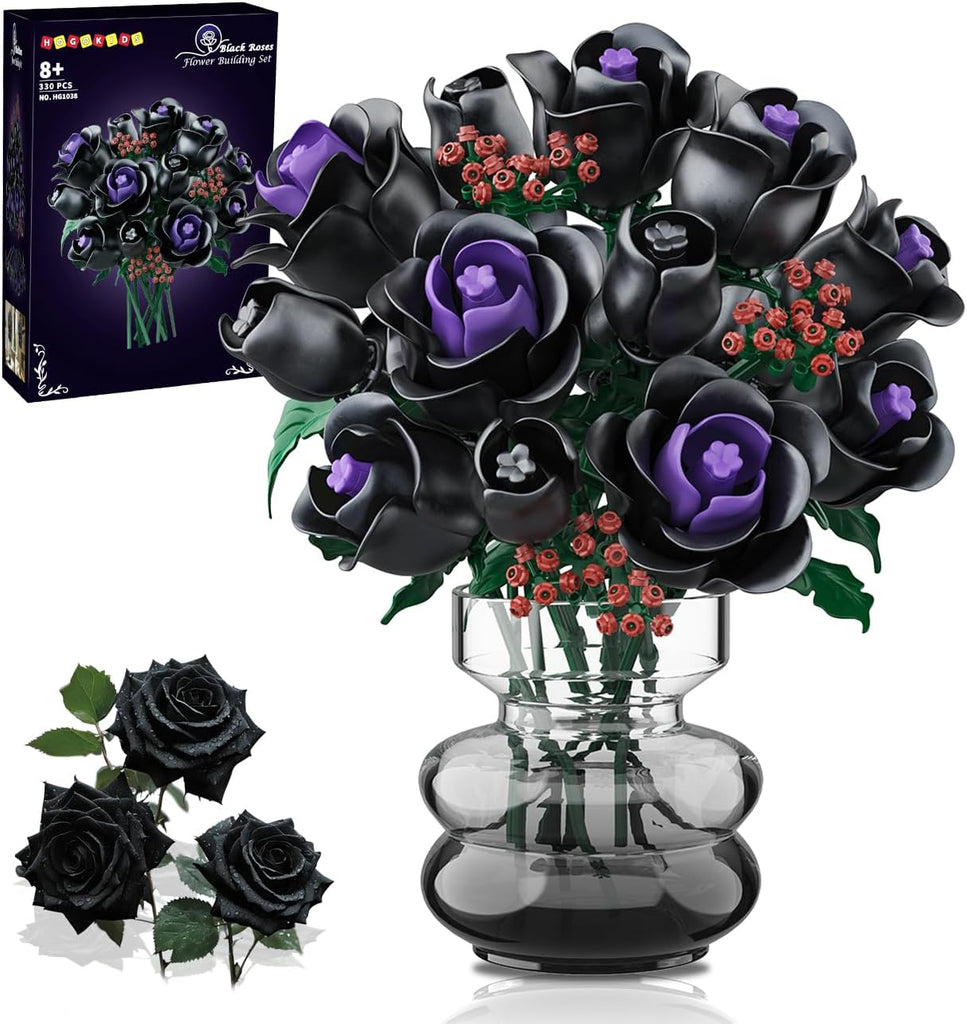Blumenstrauß-Bauset – 15 schwarze Rosen