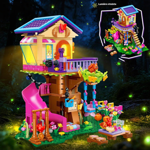 CUBIMANA Baumhaus-Bauspielzeug Set mit LED-Licht für Kinder ab 8 Jahren
