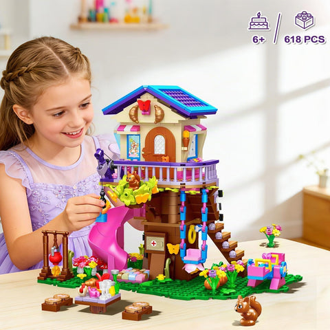 CUBIMANA Baumhaus-Bauspielzeug Set mit LED-Licht für Kinder ab 8 Jahren