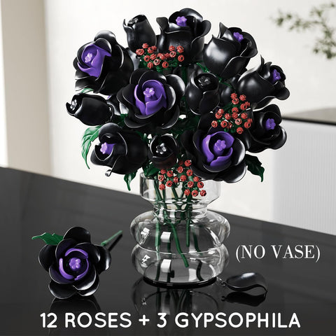 Blumenstrauß-Bauset – 15 schwarze Rosen