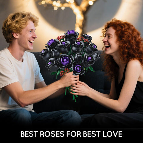 Blumenstrauß-Bauset – 15 schwarze Rosen