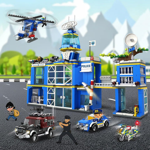 Polizeistation Bausatz – City-Polizei Baustein-Spielzeug