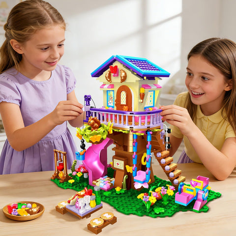 CUBIMANA Baumhaus-Bauspielzeug Set mit LED-Licht für Kinder ab 8 Jahren