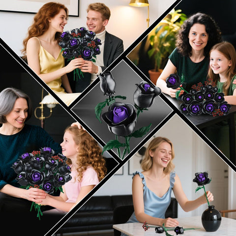 Blumenstrauß-Bauset – 15 schwarze Rosen