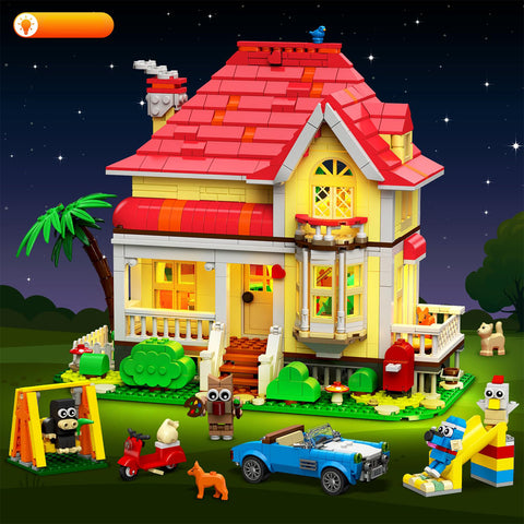 HOGOKIDS Friends Haus Bauset mit LED-Beleuchtung
