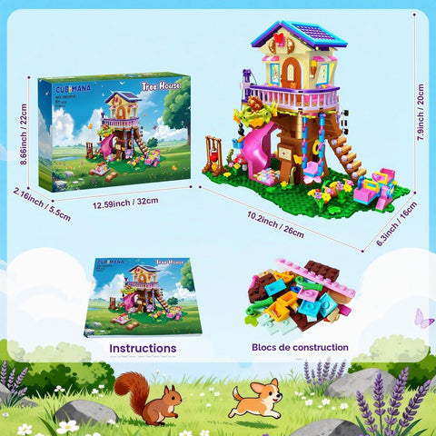 CUBIMANA Baumhaus-Bauspielzeug Set mit LED-Licht für Kinder ab 8 Jahren