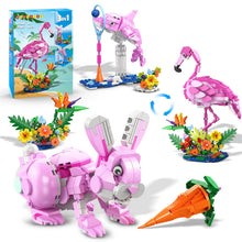 HOGOKIDS 3-in-1 Flamingo Bauset mit Blumen – Rosa Tiermodell mit 3 Bauoptionen