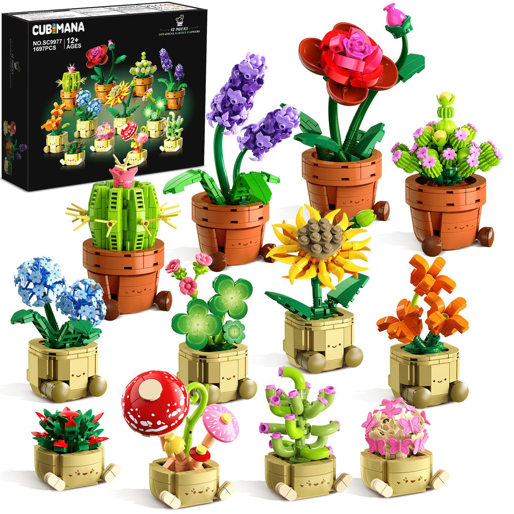 CUBIMANA 12 Mini Blumen & Pflanzen Bauset