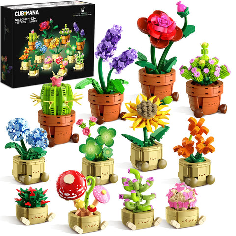 CUBIMANA 12 Mini Blumen & Pflanzen Bauset