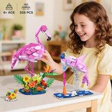 HOGOKIDS 3-in-1 Flamingo Bauset mit Blumen – Rosa Tiermodell mit 3 Bauoptionen