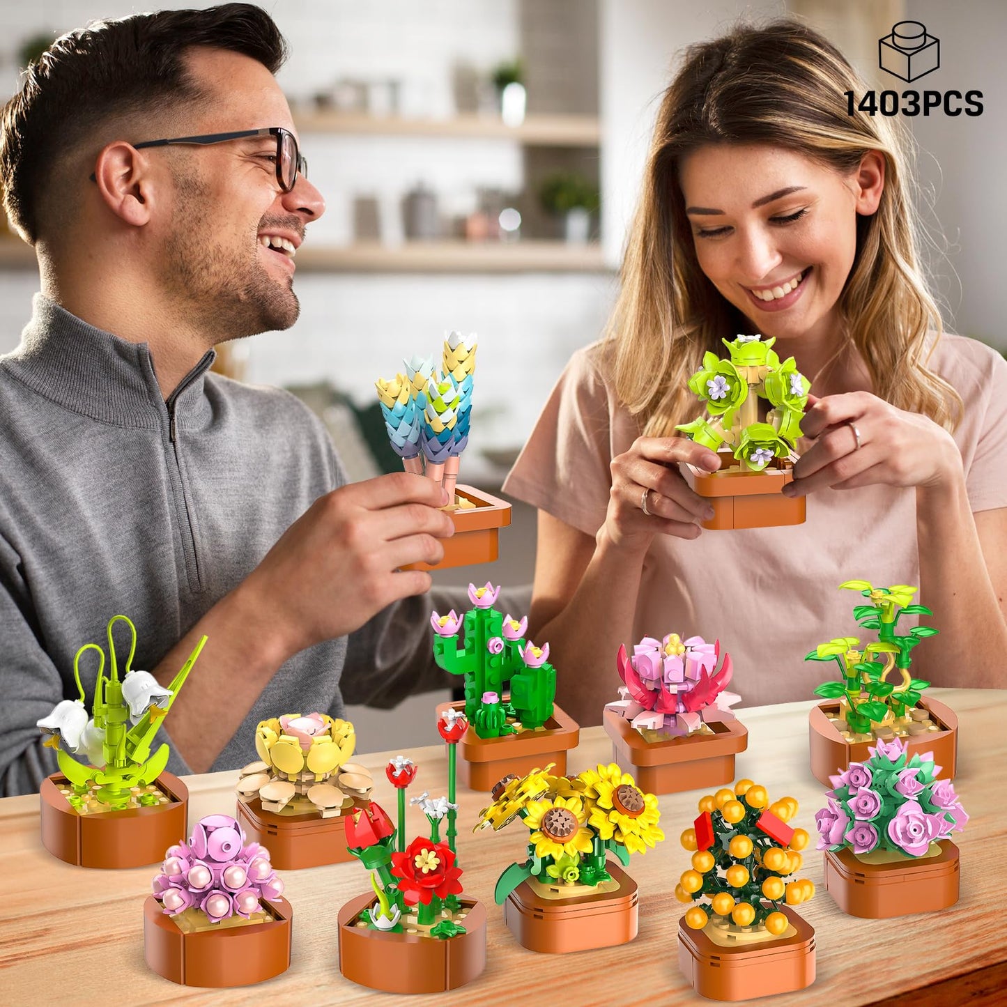CUBIMANA 12 Blumen Sukkulenten 3.6MM Mini Bausätze
