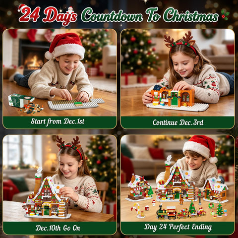 INSOON Adventskalender 2026 Lebkuchenhaus Mini-Klemmbaustein-Set mit Licht