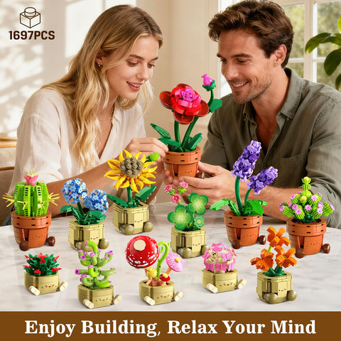 CUBIMANA 12 Mini Blumen & Pflanzen Bauset